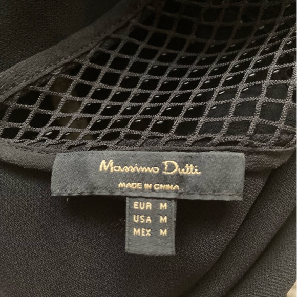 Massimo Dutti Top Beaded Mesh Detail Black V-Neck Women’s Size 6 Chain Mail EUC - Picture 8 of 11